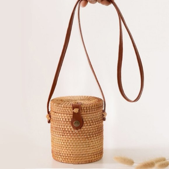 Handbags - Bali Rattan Barrel Basket Bag